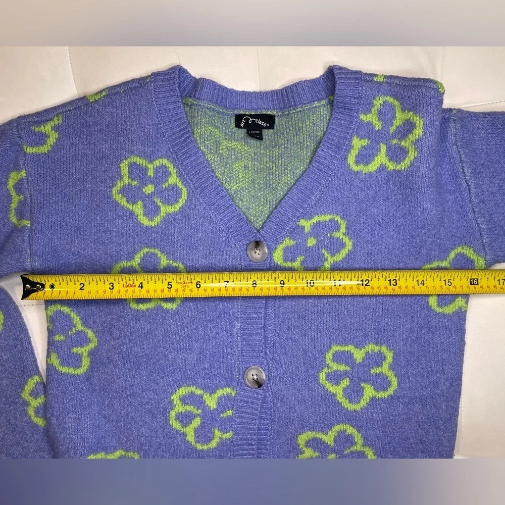 Art Class purple and lime green cardigan. Girls 10/12